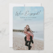 黒エレガント手スクリプ書ト婚約写真 案内状 (正面)