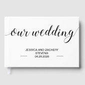 黒エレガント手書きスクリプ結婚ト ゲストブック (正面)