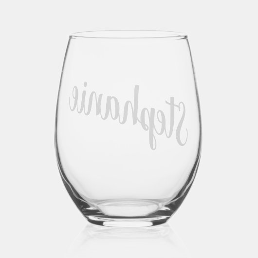 黒エレガント手書きスタイル名 ステムなしワイングラス (裏面)