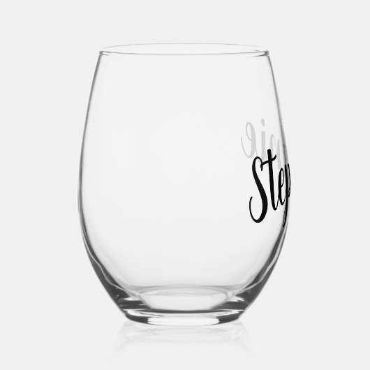 黒エレガント手書きスタイル名 ステムなしワイングラス (右)