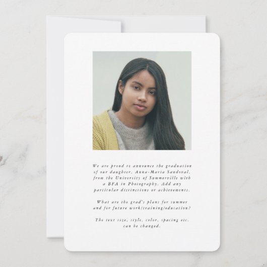 黒エレガント手書きフォント2写真卒業 案内状 (裏面)