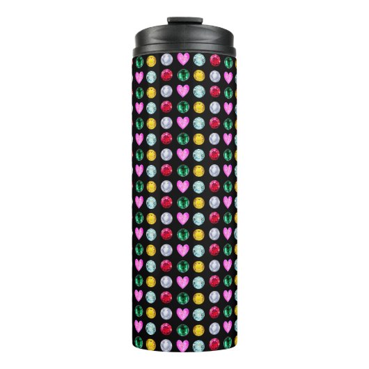 黒エレガント数々の色の宝石 タンブラー (正面)