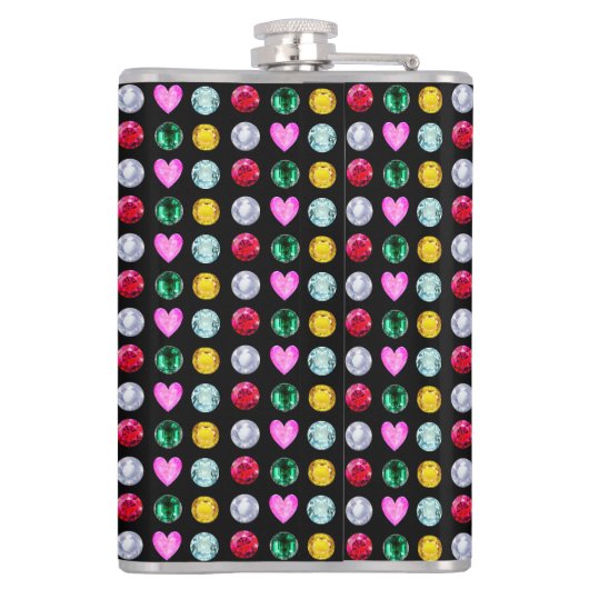 黒エレガント数々の色の宝石 フラスク (裏面)