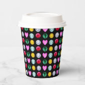 黒エレガント数々の色の宝石 紙コップ (左)