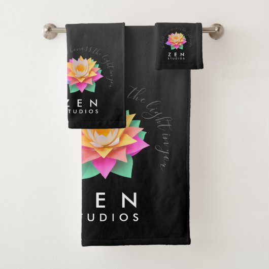 黒エレガント数々の色の蓮花 バスタオルセット (インサイチュ)