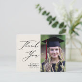 黒エレガント文字のクリーム卒業ありがとう ポストカード (スタンド正面)