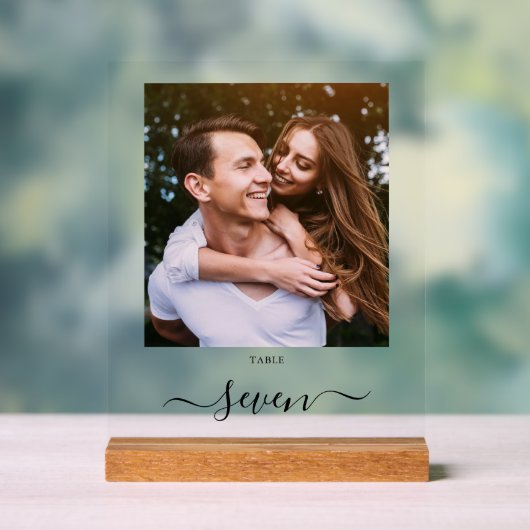 黒エレガント文字のフォトテーブル番号 アクリルサイン (ニュートラル)