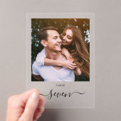 黒エレガント文字のフォトテーブル番号 アクリル招待状 (インサイチュ (ポータブル))