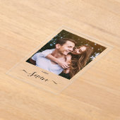 黒エレガント文字のフォトテーブル番号 アクリル招待状 (レイダウン)