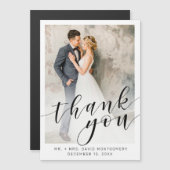 黒エレガント文字の結婚写真ありがとう (正面/裏面)