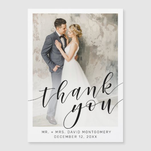 黒エレガント文字の結婚写真ありがとう (正面)