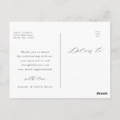 黒エレガント文字の結婚写真ありがとう ポストカード (裏面)