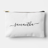 黒エレガント文字の署名名 アクセサリーポーチ (正面)