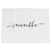 黒エレガント文字の署名名 ラージペーパーバッグ (正面)