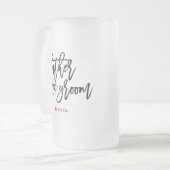 黒エレガント文字の花婿の父の名前の贈り物 フロストグラスビールジョッキ (正面左)