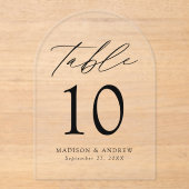 黒エレガント文字アクリルアーチテーブル番号 アクリル招待状 (正面)