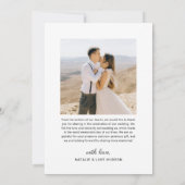 黒エレガント文字パーソナライズされた結婚の写真 サンキューカード (裏面)