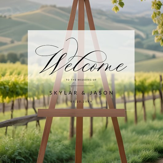 黒エレガント文字ホワイトフロステッドウェルカム結婚ズ アクリルサイン