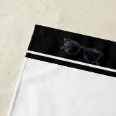 黒エレガント文字モノグラム文字 ビーチタオル (インサイチュ)