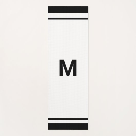 黒エレガント文字モノグラム文字 ヨガマット (正面)