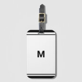 黒エレガント文字モノグラム文字 ラゲッジタグ (正面縦)