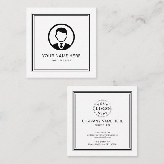 黒エレガント文字付き白い通話カード コーリングカード (正面/裏面)