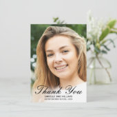 黒エレガント文字写真卒業ありがとう サンキューカード (スタンド正面)