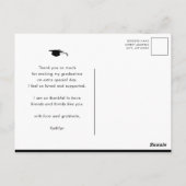 黒エレガント文字写真卒業 ポストカード (裏面)