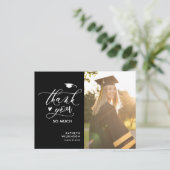 黒エレガント文字写真卒業 ポストカード (スタンド正面)