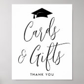 黒エレガント文字卒業カードとギフト ポスター (正面)