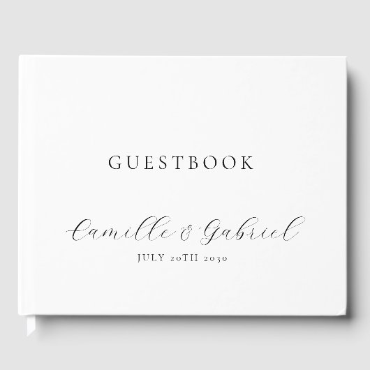 黒エレガント文字書道ホワイトズ結婚ーズ ゲストブック (正面)