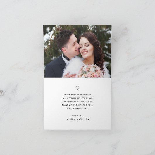 黒エレガント文字書道写真結婚の サンキューカード (内部)