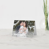 黒エレガント文字書道写真結婚の サンキューカード (正面)