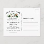 黒エレガント文字白い結婚式の日付を保存 案内ポストカード (裏面)