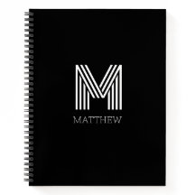 黒エレガント文字白モノグラムの