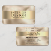 黒エレガント文字金ゴールドオン金ゴールドデザイン 名刺 (正面/裏面)