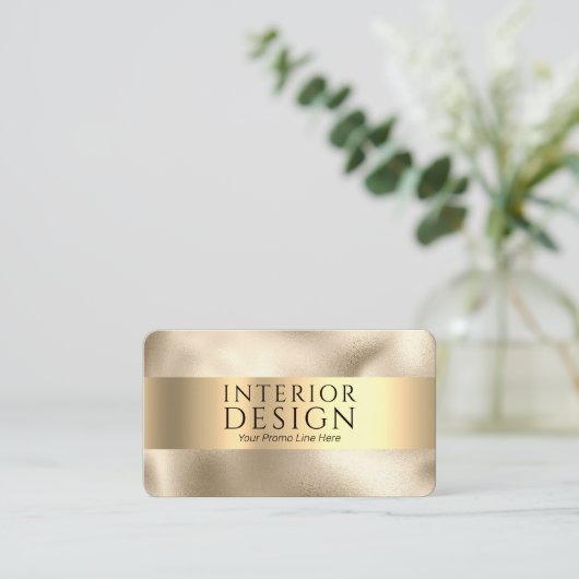 黒エレガント文字金ゴールドオン金ゴールドデザイン 名刺 (スタンド正面)