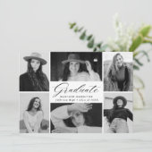 黒エレガント文字12フォトコラージュ卒業 案内状 (スタンド正面)