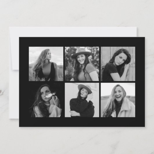 黒エレガント文字12フォトコラージュ卒業 案内状 (裏面)