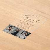 黒エレガント文字3写真卒業パーティー アクリル招待状 (レイダウン)