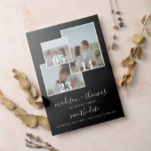 黒エレガント文字3写真結婚式の日付を保存 マグネット招待状