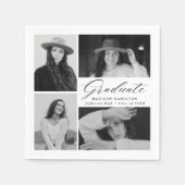 黒エレガント文字4写真卒業 スタンダードカクテルナプキン (正面)