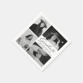 黒エレガント文字4写真卒業 スタンダードカクテルナプキン (角)