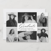 黒エレガント文字6フォトコラージュ卒業 案内状 (正面)