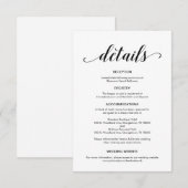 黒エレガント文字、の結婚詳細情報 エンクロージャーカード (正面/裏面)