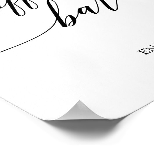 黒エレガント書コーヒーバー標識 ポスター (角)