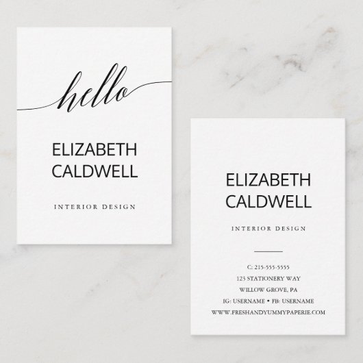 黒エレガント書ハロービジネスカード 名刺 (正面/裏面)