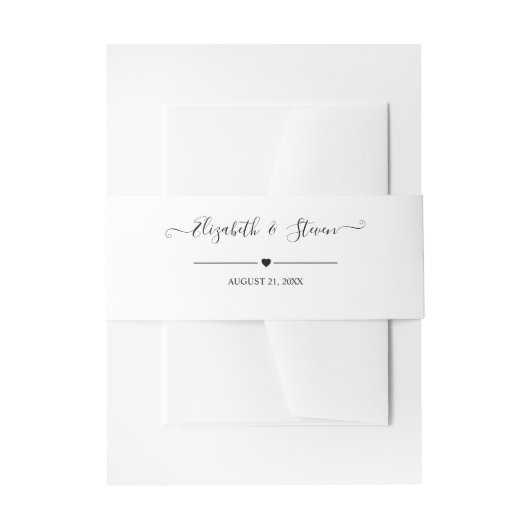 黒エレガント書パーソナライズされた結婚の 招待状ベリーバンド (正面例)