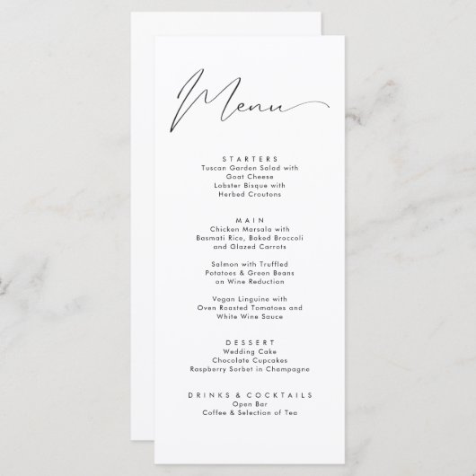 黒エレガント書ファンシー文字結婚の メニュー (正面/裏面)