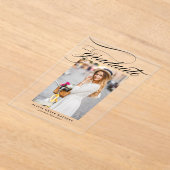 黒エレガント書写真卒業 アクリル招待状 (レイダウン)